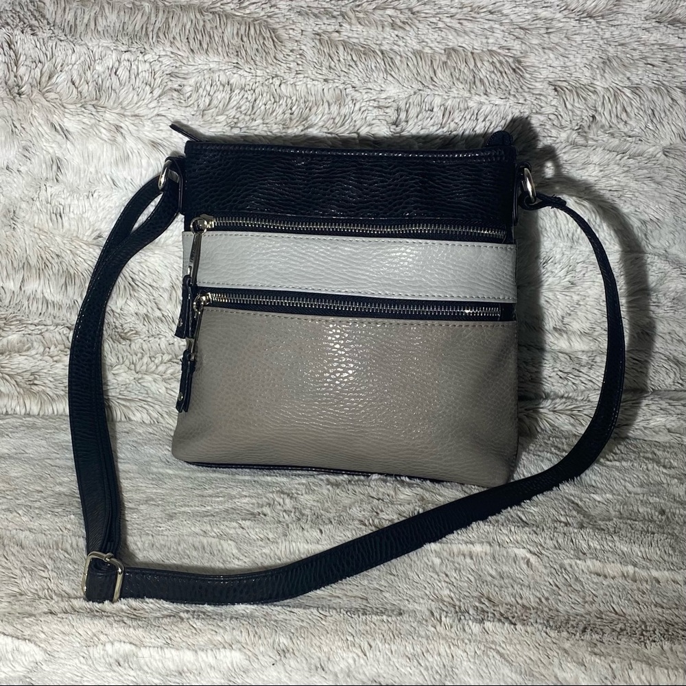 Grey and black purse